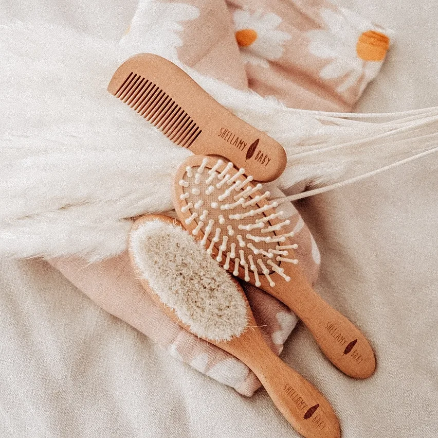 Shellamy Baby | 3 Piece Wooden Hairbrush & Comb Set